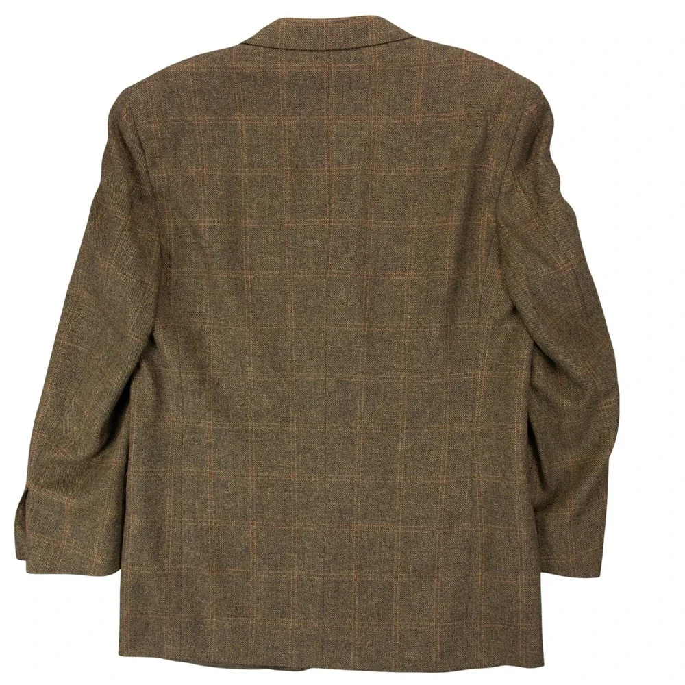 VTG Canali Mens 42R Brown Windowpane Wool Plaid‎ Blazer Jacket Sport Coat Italy